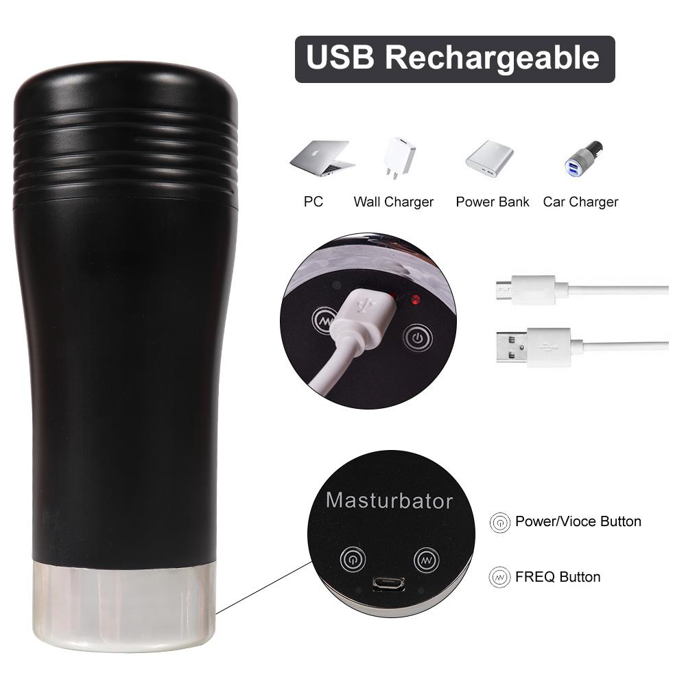 Automatic Male Masturbator Cup Strong Vibration Blowjob Machine Real Pussy Masturbation Sex Toys for Men