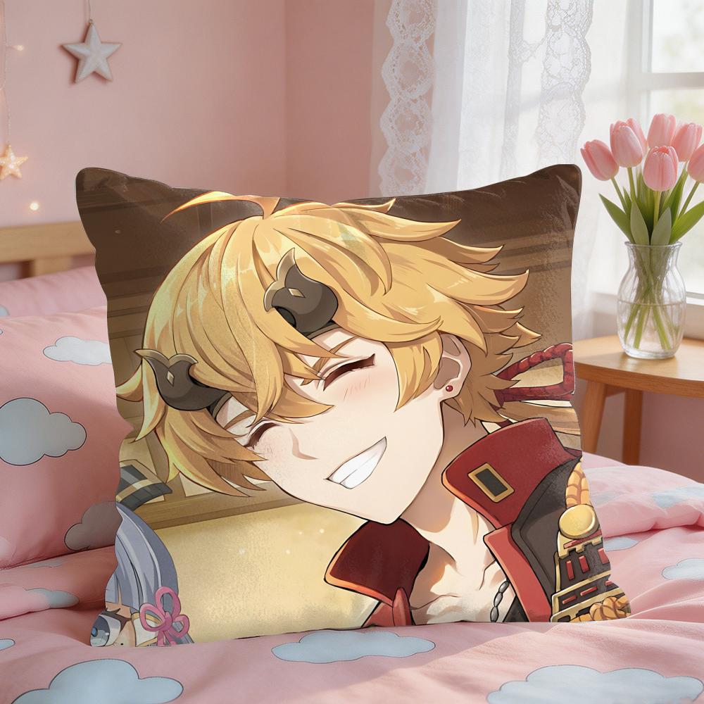 Thoma Genshin Impact Cushion Cover Square Short Plush Pillow Case Living Room Sofa Home Decor Funda X