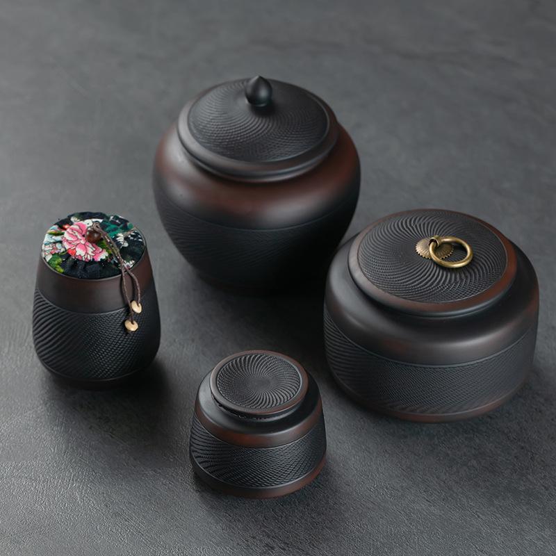 tea organizer Porcelain Purple pottery tea can Sealed moisture-proof jar ceramic purple clay awaken tea jar Pu erh storage jars