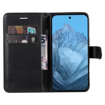 For Google Pixel 10 Pro/10/9 Pro/9 Case Solid Color Leather Mobile Cover Wallet Stand with Strap