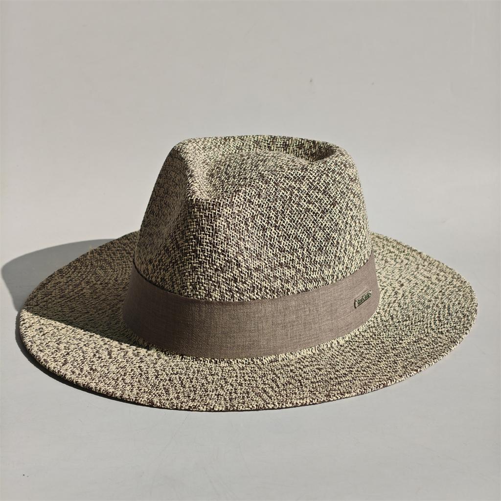 Handgeweven Hoed Veer Accessoire Mannen Breedgerande Panama Jazz Hoed Buiten Zonbescherming Stro Hoed Unisex Stijl voor Lente & Zomer