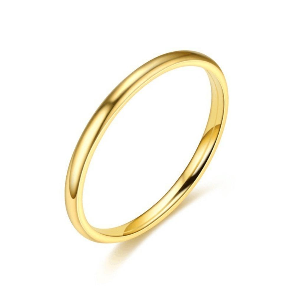 2MM Stainless Steel Smooth Rings For Women Men Titanium Steel Ring Couple Wedding Fashion Waterproof Jewelry Gift