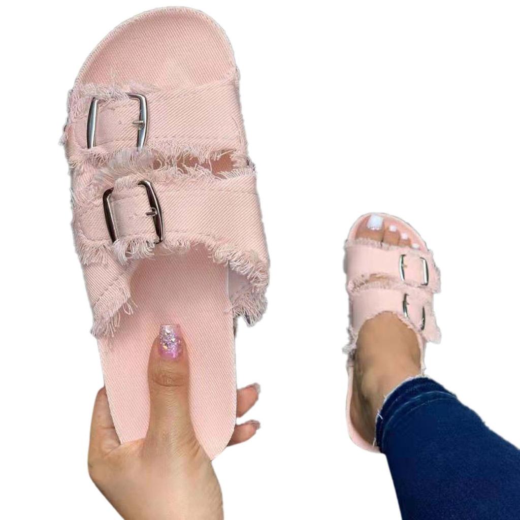 Women's Roman Shoes Solid Color Flat Flip-flop Beach Shoes Plus Size Sandals