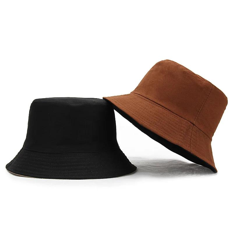Spring and Summer Cotton Solid Double Sided Bucket Hat Fisherman Outdoor Travel Hat Sun Cap for Men and Women 282