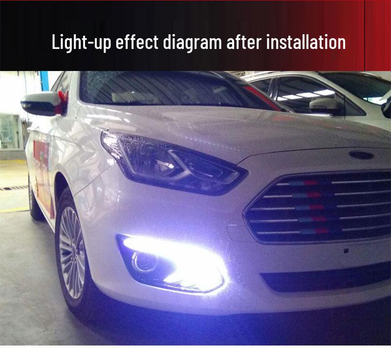LED Daytime Running Lights & Front Fog Light Frame for 15-18 Ford Escort