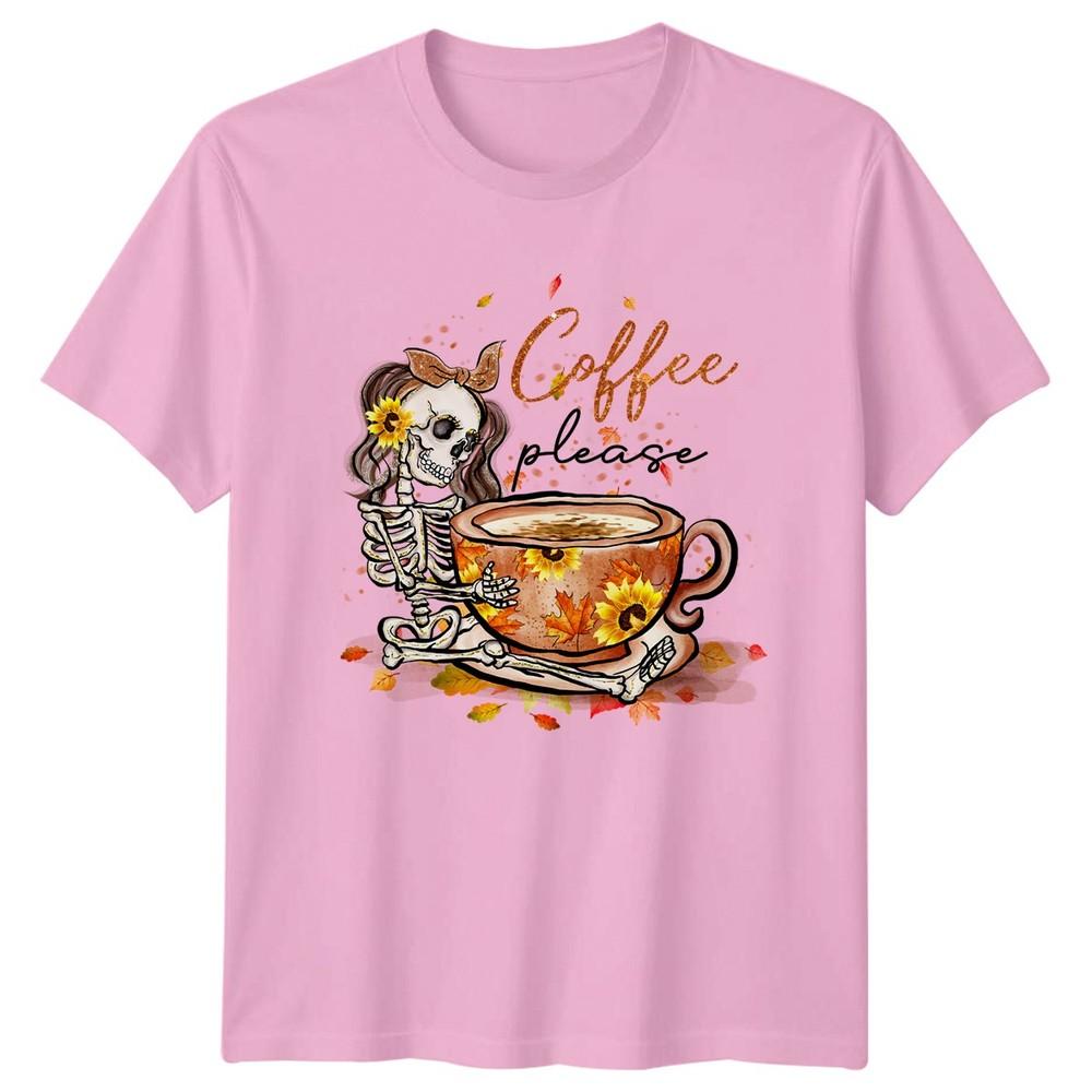 Coffee Please Unisexs TShirt Autumn Fall Coffee Halloween Gift For Her