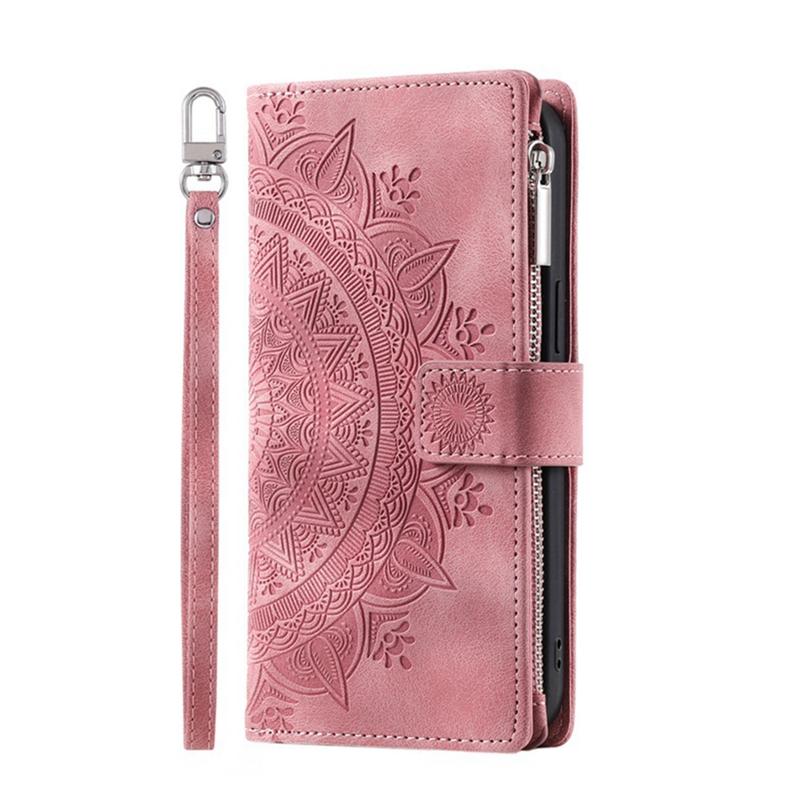 Luxury Zipper Wallet Case for iPhone 14 15 16 17 Pro Max Air 16E 13 12 11 Pro XR XS 7 8 SE Embossed Leather Card Slot Phone Bag