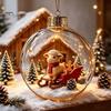 Seasonal Home Accents Glowing Christmas Story Ornament, Light?Up Mini Holiday Scene Hanging Ball with Warm DIY Craft Supplies LED Light, Clear