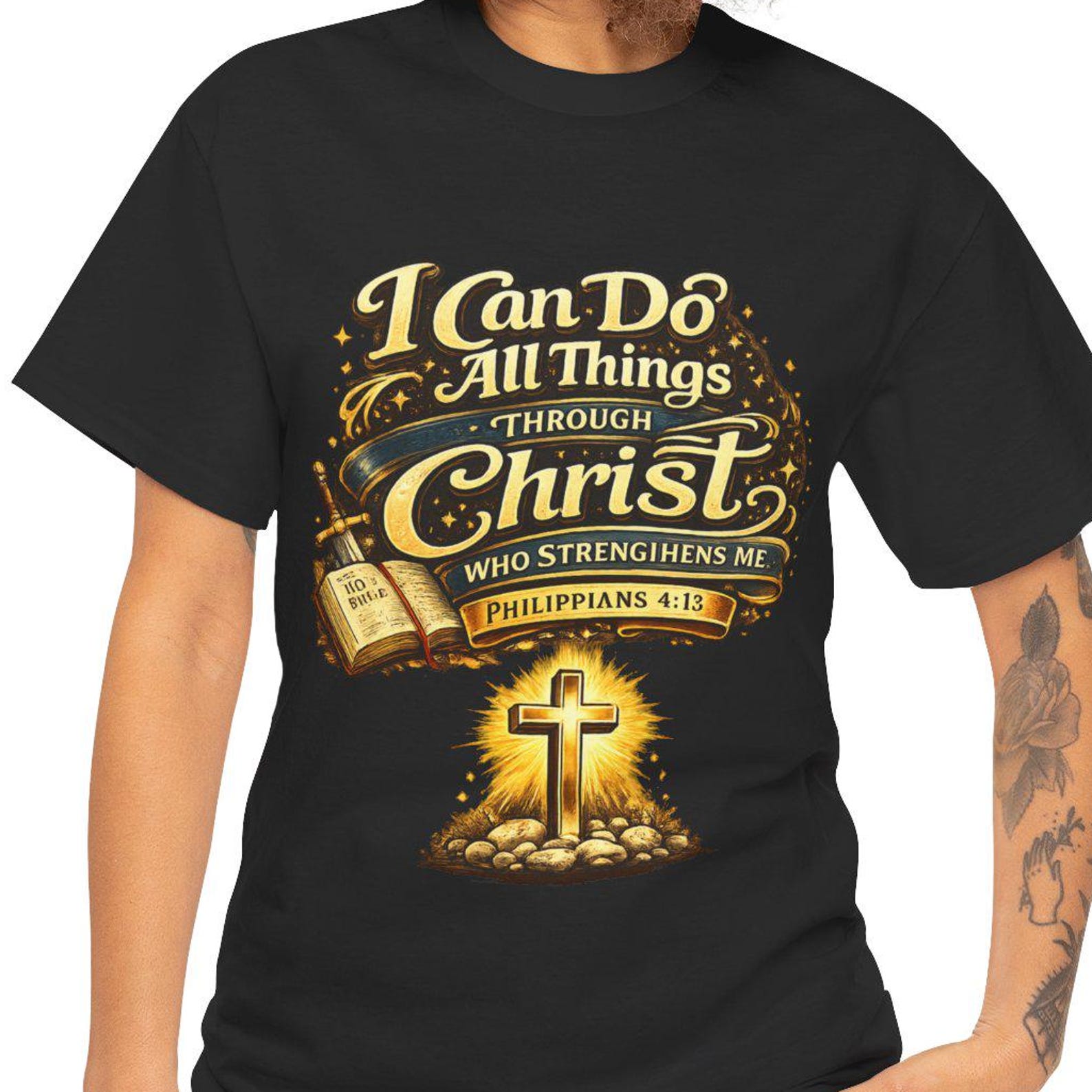 I Can Do All Things Through Christ T-Shirt | Philippians 4:13 Christian Tee XL