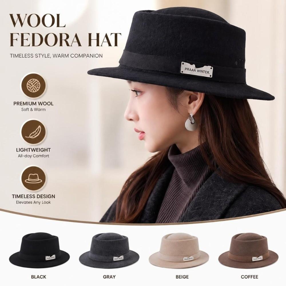Wool Felt Women's Wool Hat Structured Crown Retro Lady Hat  Coats Dresses Blazers Knitwear