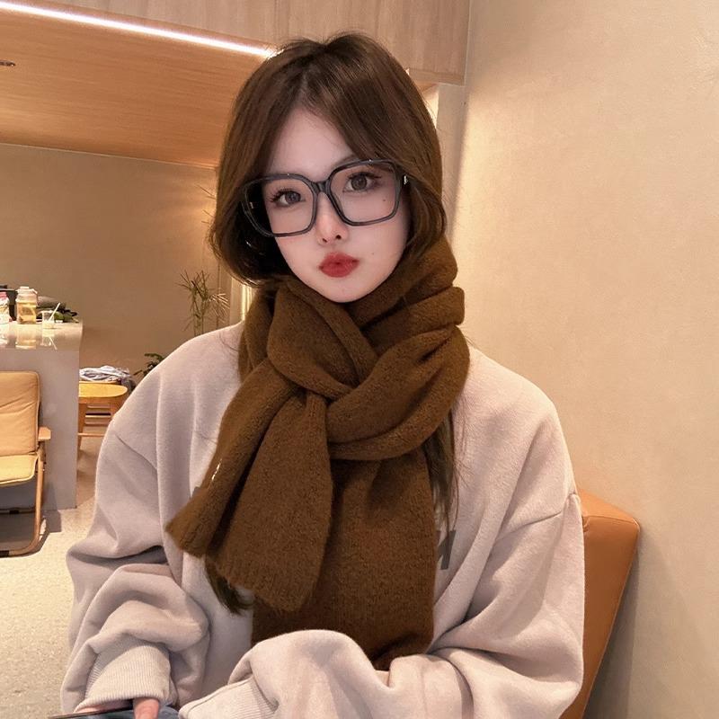 Embroidered Bunny Knitted Scarf Women's Autumn and Winter Korean Version Japanese Versatile Ins Tide Cute Student Wool Scarf