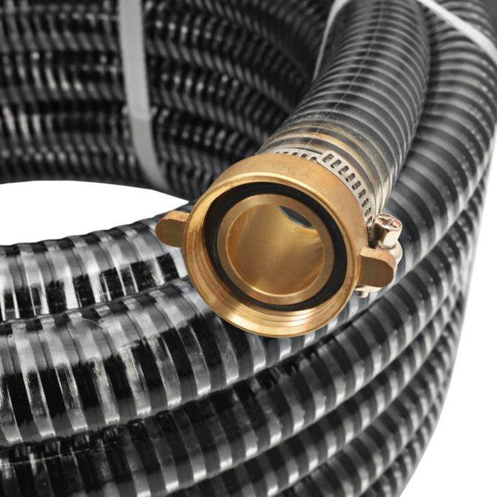 VidaXL Tuyau d'aspiration avec raccords en laiton 7 m 25 mm Noir