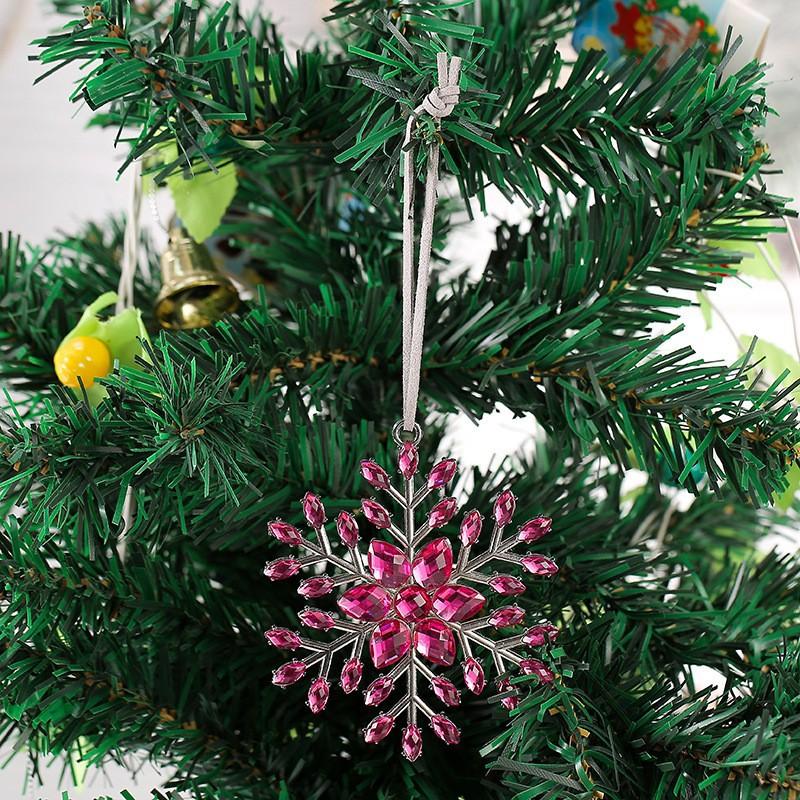 Best-selling Christmas Snowflake Zinc Alloy Ornaments Colorful Snowflake Pendants Christmas Trees  Small Commodities