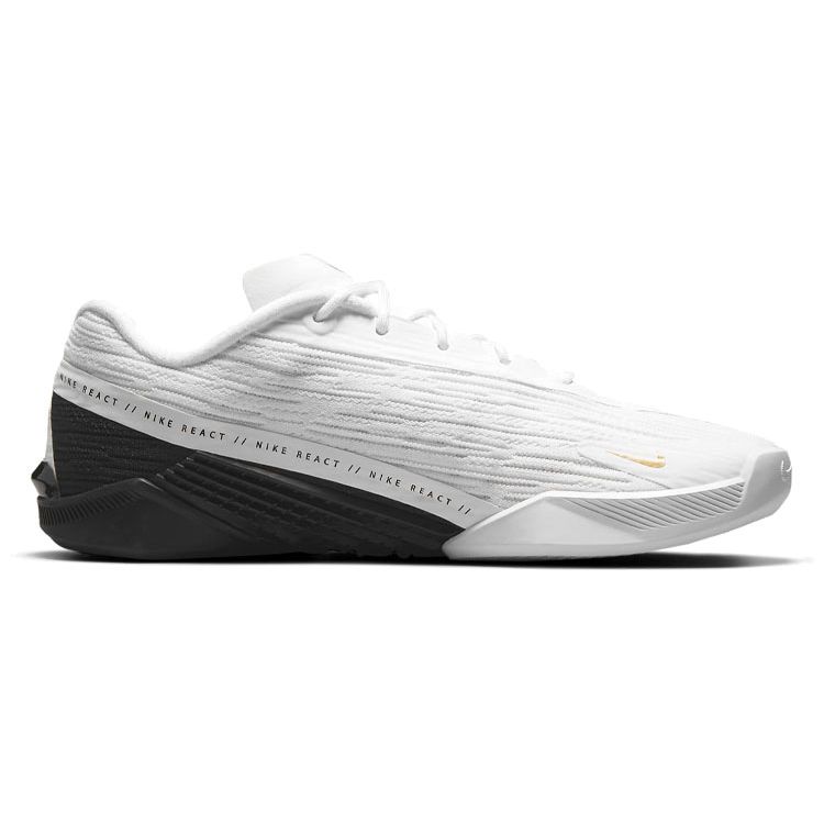 Nike React Metcon Turbo Black Metallic Gold Women Sneakers White CT1249-170
