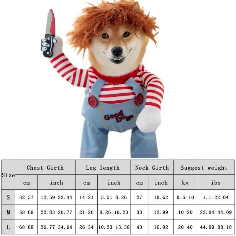 Lustiger Hund Horrorfilm Kleidung Sweatshirt Set Cosplay Chucky Haustier Party Kostüm Komische Outfits Halloween Kleid Jumpsuit