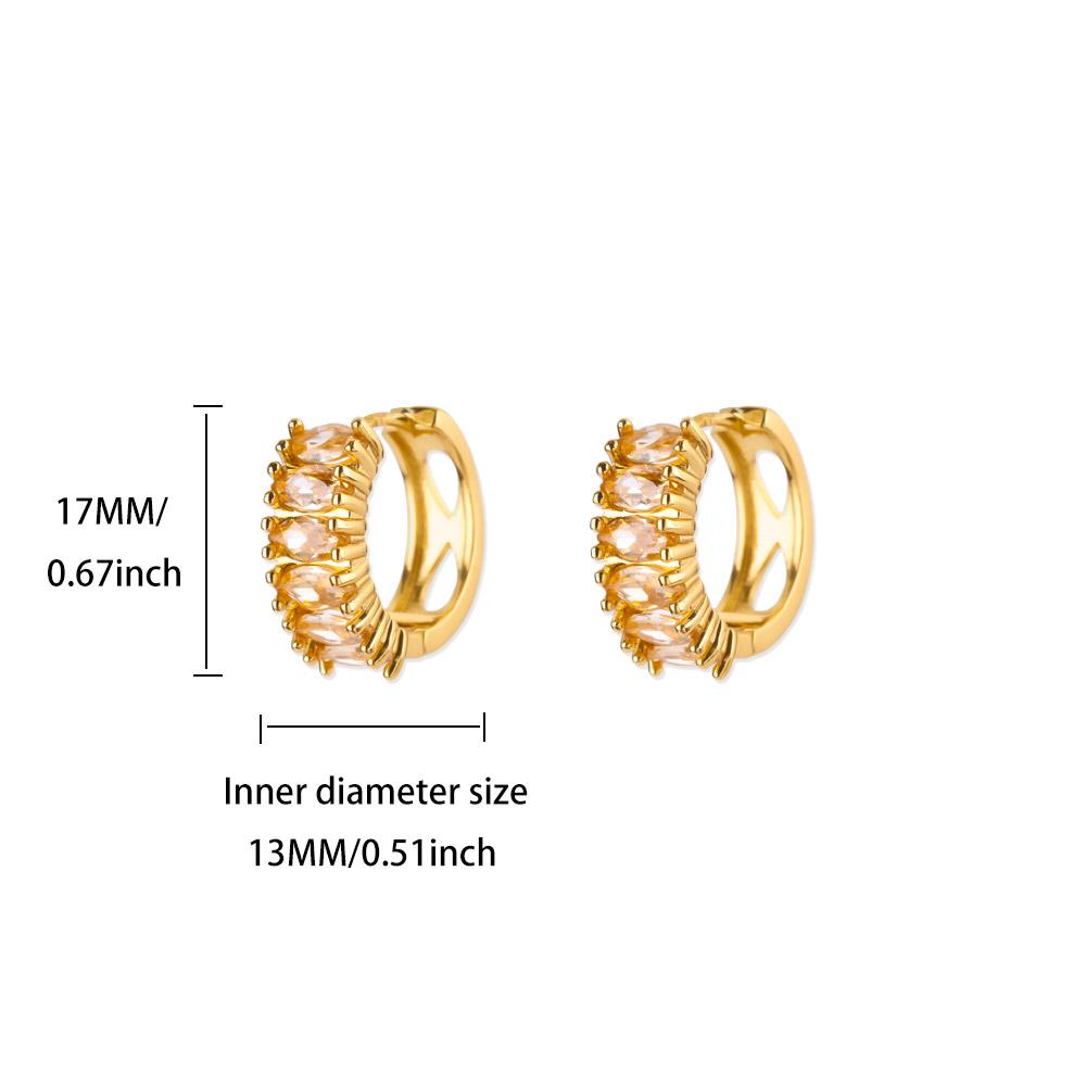 

Zircon Hoop Earrings For Women Stainless Steel Gold Color Piercing Earring 2025 New Trend Fashion Wedding Couple Zircon Gift