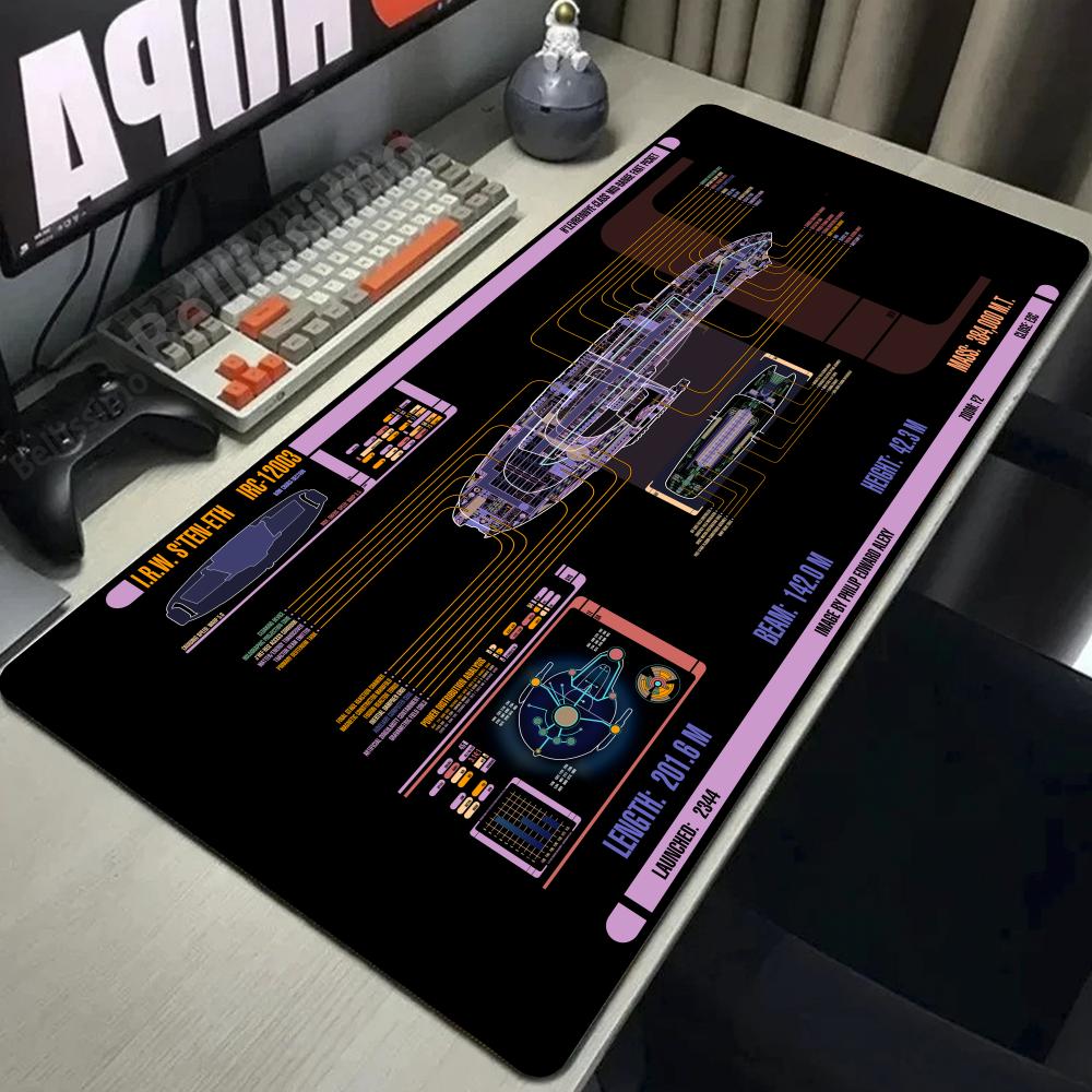Starship Blueprint Pad Desk Pad Mouse Pad Gamer Computer Cabinet Star Trek Game Office Accessories Keyboard Anime Extended Large