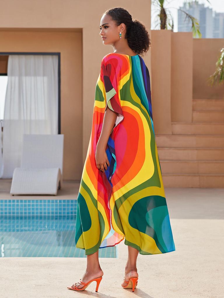 Elegant Plus Size Bikini Cover-Up: Sun Protection Loose Long Beach Dress