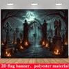 The Halloween Cemetery-themed Background Is Made of Polyester Material.