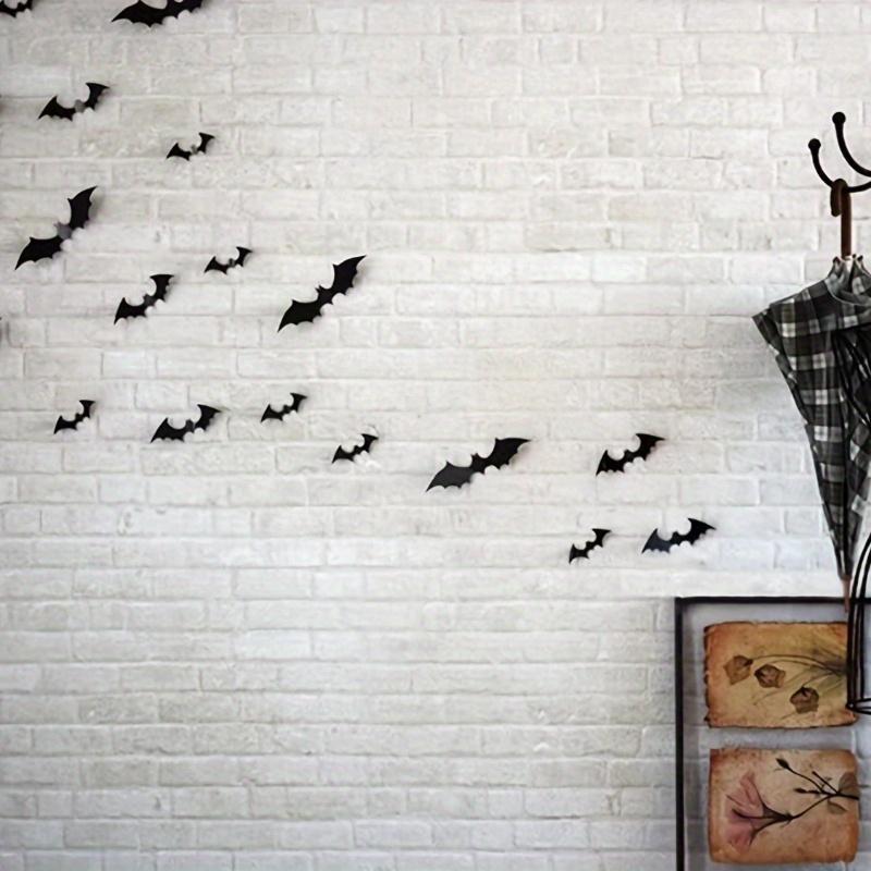 60pcs/12pcs Halloween Black Bat 3D Bats Stickers Wall Decoration Halloween Party Decoration Office Home Living Room Decoration