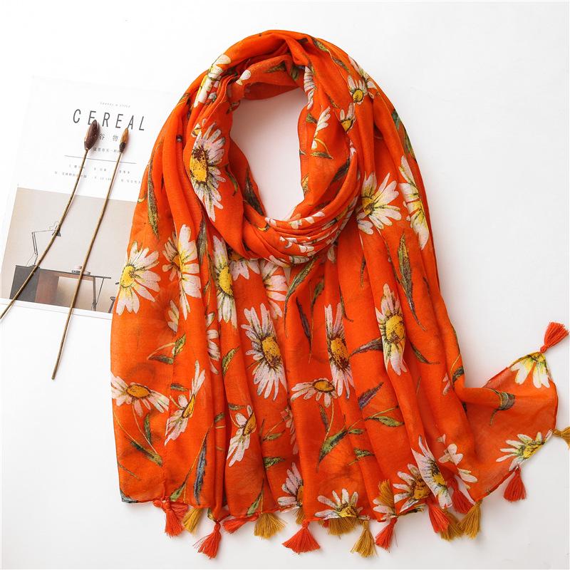 Japanese-Style Cotton & Linen Bohemian Scarf - Cashew Print and Silk Blend, Retro Artistic Design, Sunscreen Towel