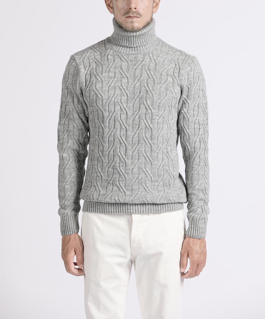 PANICALE Gray Melange Casual Turtleneck Knit