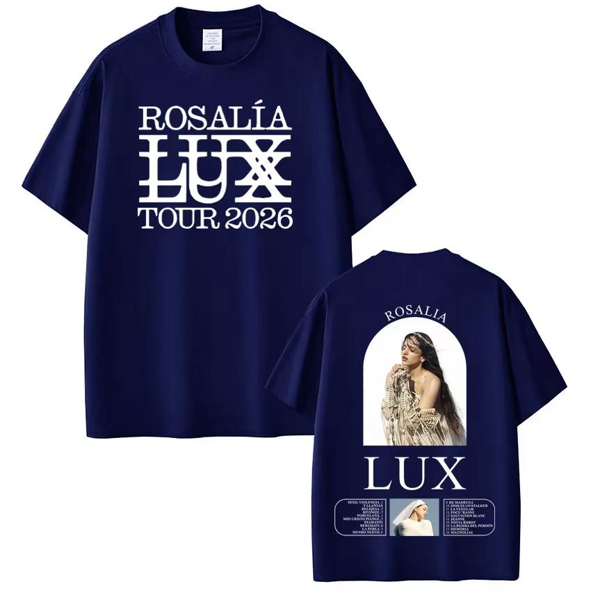 Rosalía Rosalia LUX Tour 2026 Potisknuté tričko Pánské Dámské Bavlna Estetika Volná trička Krátký rukáv Módní Harajuku trička