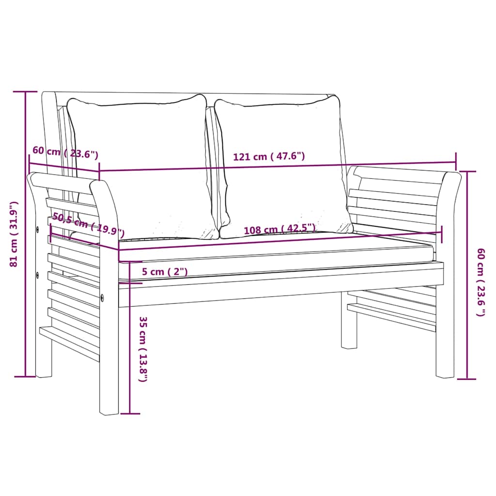 5 Piece Garden Lounge Set with Cushions Solid Acacia Wood
