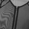 INCERUN Men Mesh Zip-up Long Sleeve Patchwork See Through Short Romper Jumpsuits  Bodysuits