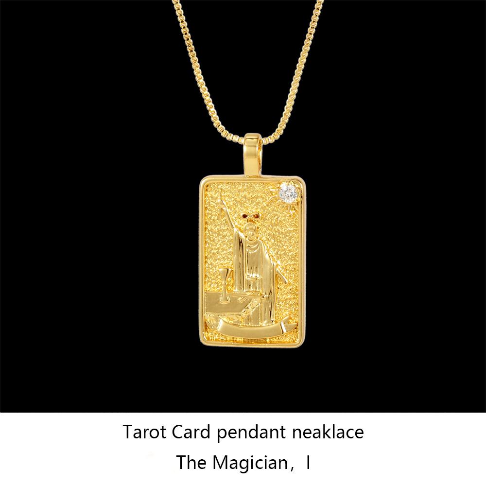 Nordic Solomon Tarot Card Necklace: Trendy Punk Hip Hop Style with Diamond Square Choker for Men and Women