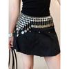 Mei Mary Metal Round Portrait Bell Tassel Waist Chain - European and American Minimalist Retro Belt
