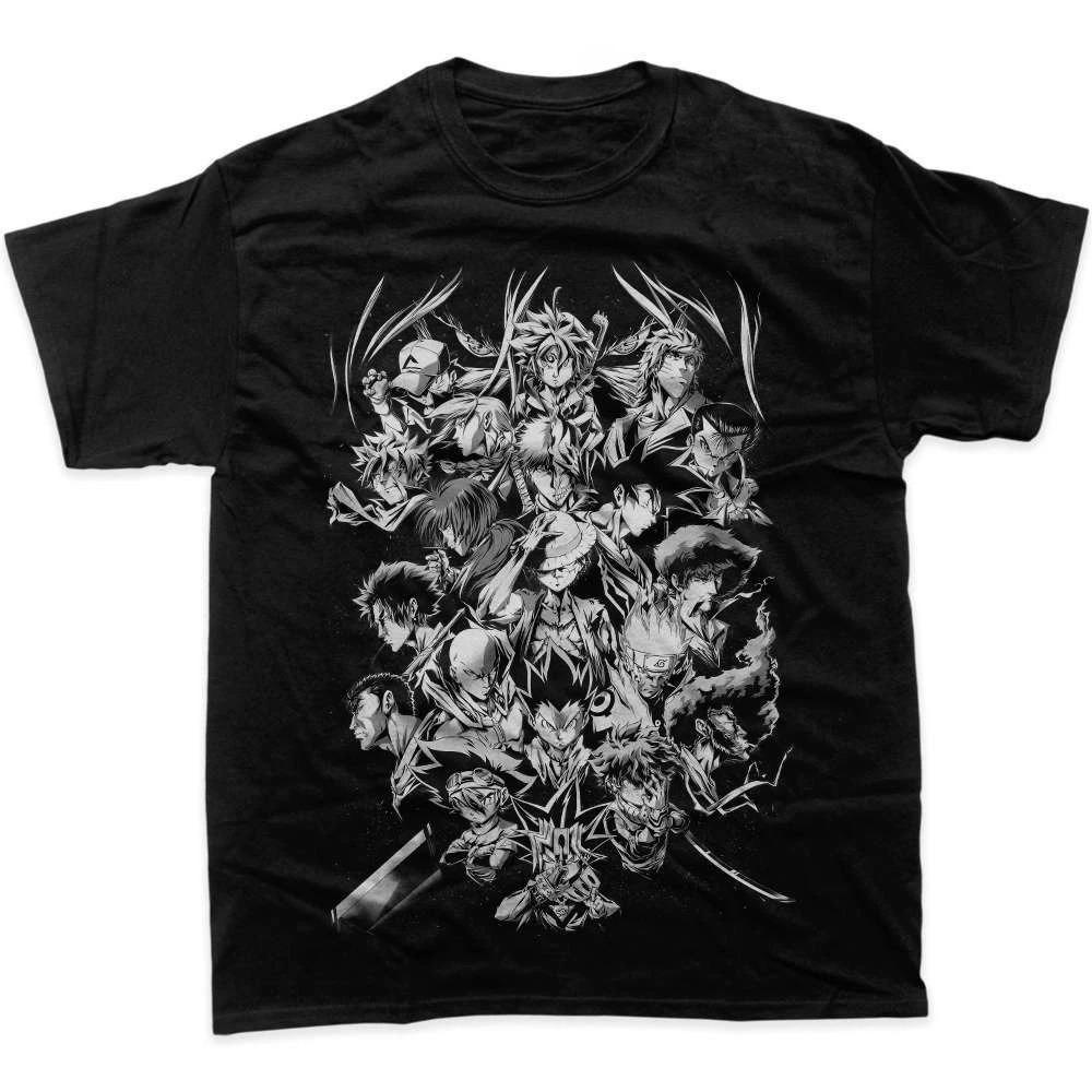 Shonen Jump Anime Crossover Goku Deku Multiple Protagonists Blue Aura Battle Graphic Print Streetwear T-Shirt