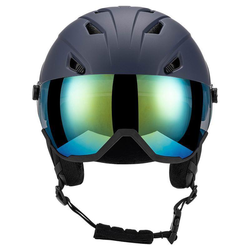 Unisex Skiing Snow Helmet With Integrated Goggle Lens Protection Adults Outdoor Winter Sports Safety Gear