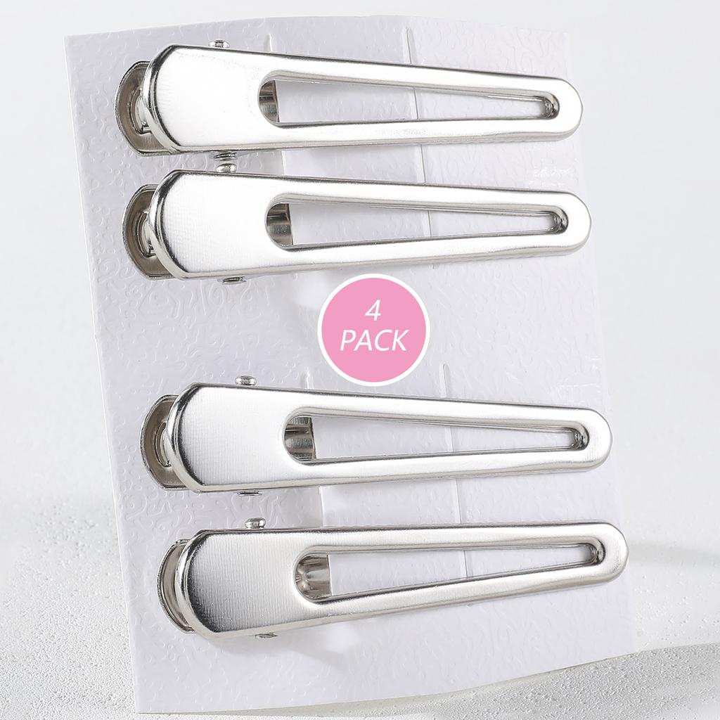 4/24Pcs Silver Y2k Hair Clips for Women Hollow Out Metal Duckbill Clip Gilrs Hairpins Side Clips Styling Girls Hair Accessories