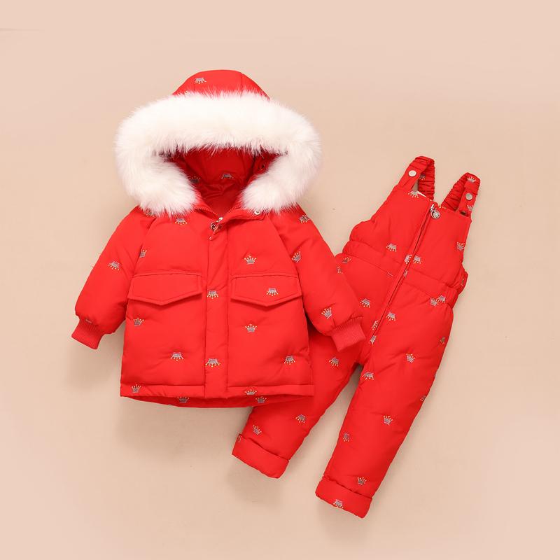 Children Down Coat Jacket + Jumpsuit Kids Toddler Girl Boy Clothes Down 2pcs Winter Outfit Suit Warm Baby Overalls Clothing Sets