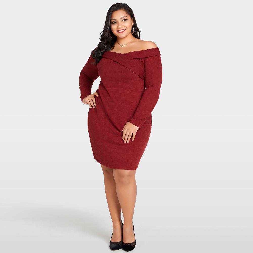 Buy Sexy Women Plus Size Knitted Dress 