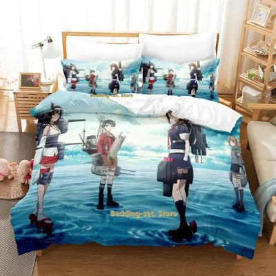 New Kantai Collection Bedding Set Cartoon Anime Three-piece Set Adult Kid Bedroom Duvetcover Sets 3D Kawaii Girl Twin Set
