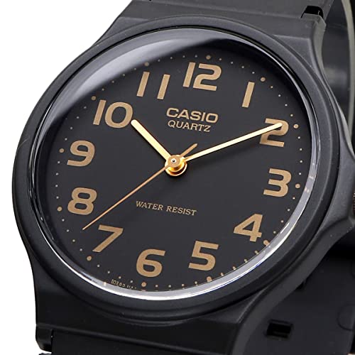 Casio Relógio Analógico MQ-24-1B2L / -24UC-3B com Pulseira de Uretano, Unissex, Preto com Árabes Dourados ou Verde Fosco, Importado.