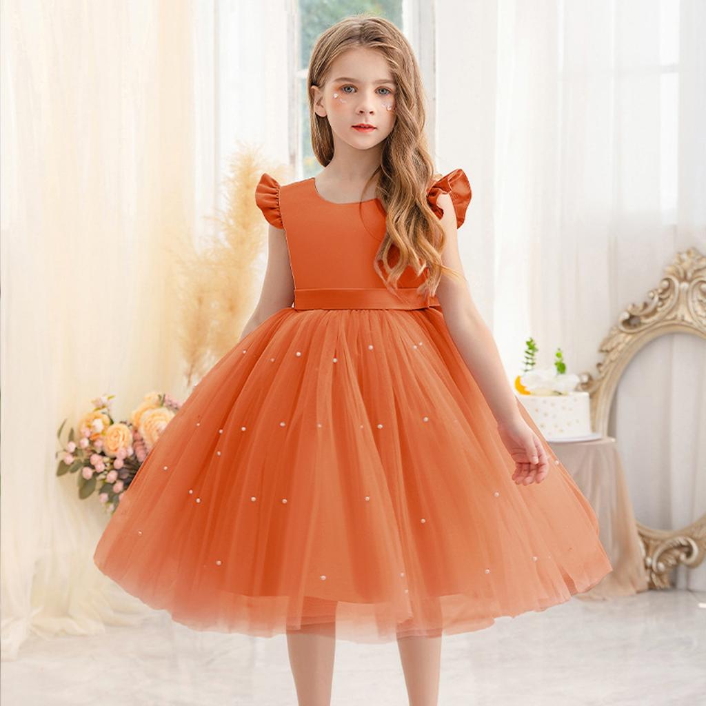Girl Dress Party Gown Tulle Satin Pageant Birthday Princess Ruffle Gown