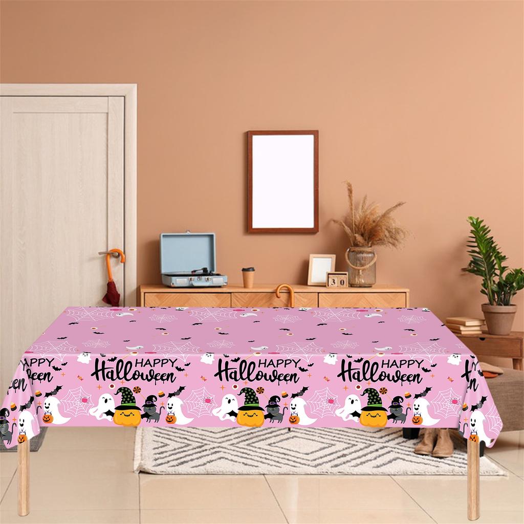 Spooky Halloween Party Supplies Disposable Plastic Tablecloths Decorations with Pumpkin Ghost and Cat Designs for Festive