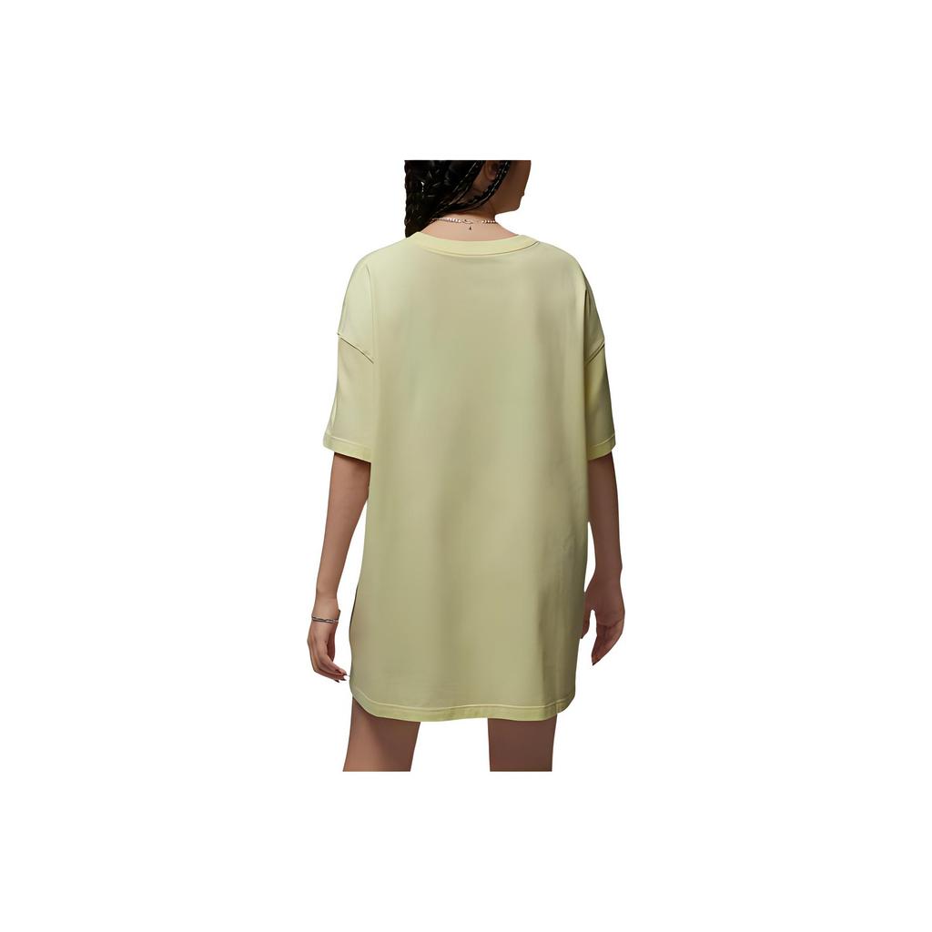 Jordan Logo Solid Color Loose Breathable Round Neck Casual Short Sleeve Dress Women Dresses Yellow DO5052-821