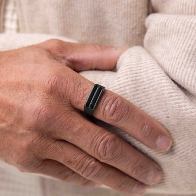 PIG & HEN Signet 7 Rope Ring - Black X Black