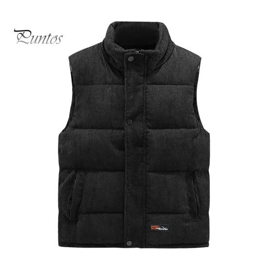 

Мужской вельветовый жилет, пальто с воротником-стойкой, без рукавов, однобортный хлопковый жилет с карманами, однотонный теплый жилет M чёрный