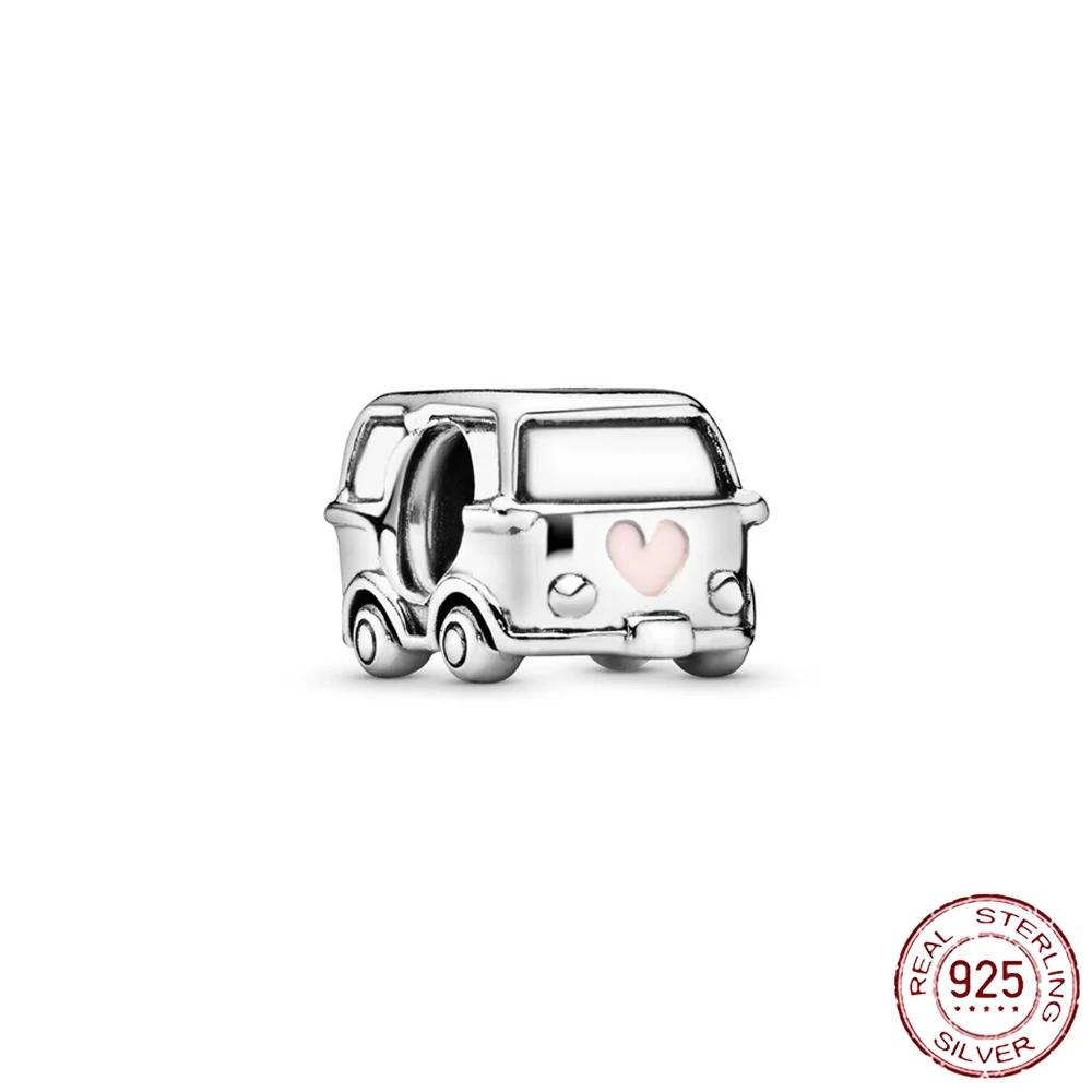 New Sterling Silver Rose Girl Boy Pink Sparkle Spacer Clip bead For Original  Bracelet Charm Jewelry For Women