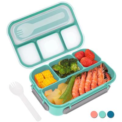 Pietų dėžutė Bento dėžutė suaugusiems, Pietų dėžutės indai mažyliams, Vaikams, Suaugusiems, Neperšlampama, Mikrobangų krosnelė, Indaplovė, 4 skyreliai