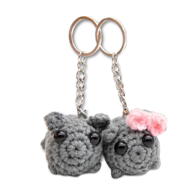 

Stylish Handmade Sad Hamster Crochet Keychain Charm Pendant Soft Touch Cotton Lovely Gift for Animal Lovers Use 1