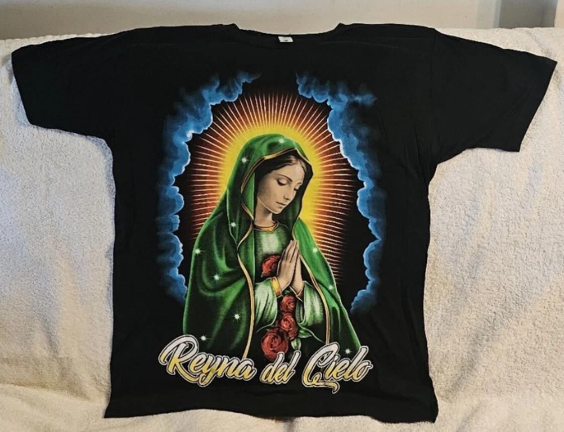 

OUR LADY OF GUADALUPE ROSE FLOWER PRAY REYNA DEL CIELO QUEEN OF HEAVEN T-shirt 4XL