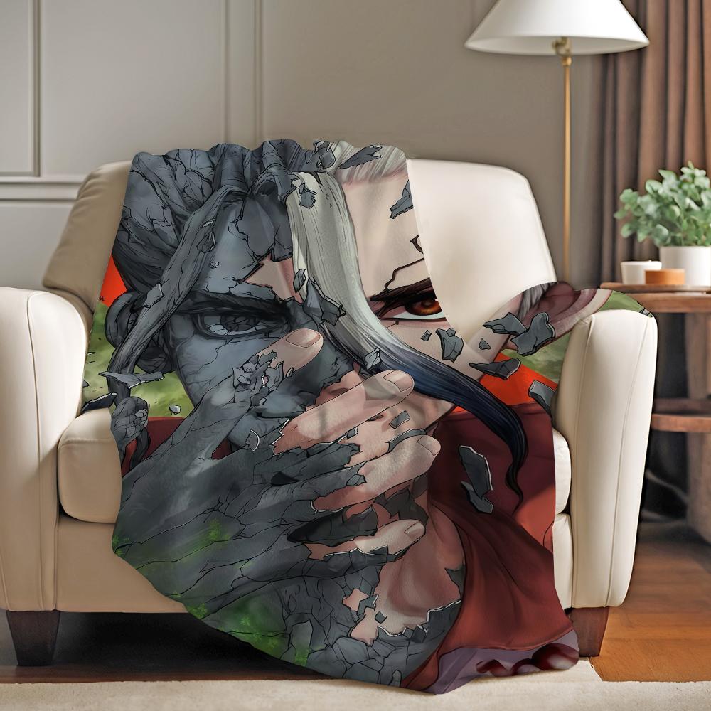 Adventure anime Dr. STONE Blanket For Sofa Office Bed Plane Travel Sleep Read Relax Camping Soft And Warm