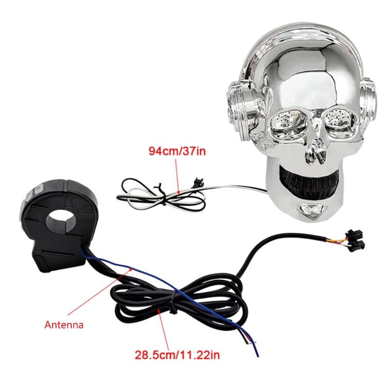 Motorcycle Skull Speaker Subwoofer MP3 Player Motorbike Stereo System Support TF/FM Radio Phone Call Amplifier Speaker