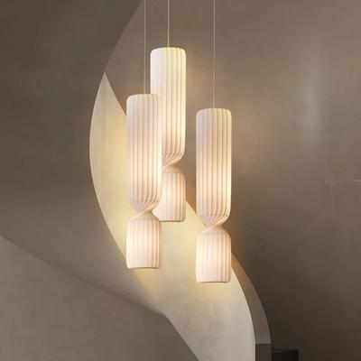 Nowoczesna Designerska Lampa Wisząca Nordycka Plisowana Lampa Wabi Sabi Wisząca Biała Lampa z Abażurem z Tkaniny do Salonu Sypialni Oświetlenie